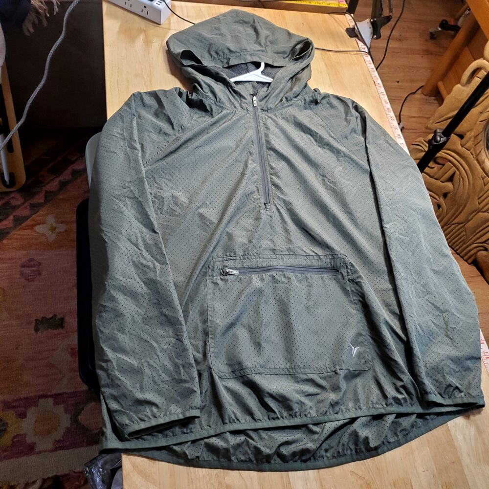 Old Navy Green Mesh Light Windbreaker Pullover Hooded Pocket Size XL - Picture 2 of 11